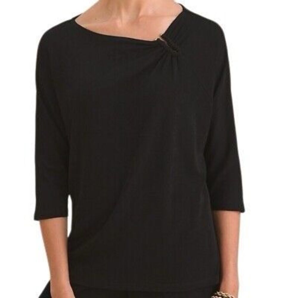 Chico’s Travelers  Dolman Detail Long Sleeve Top Cocoa Bean Brown Size Small/0/4
